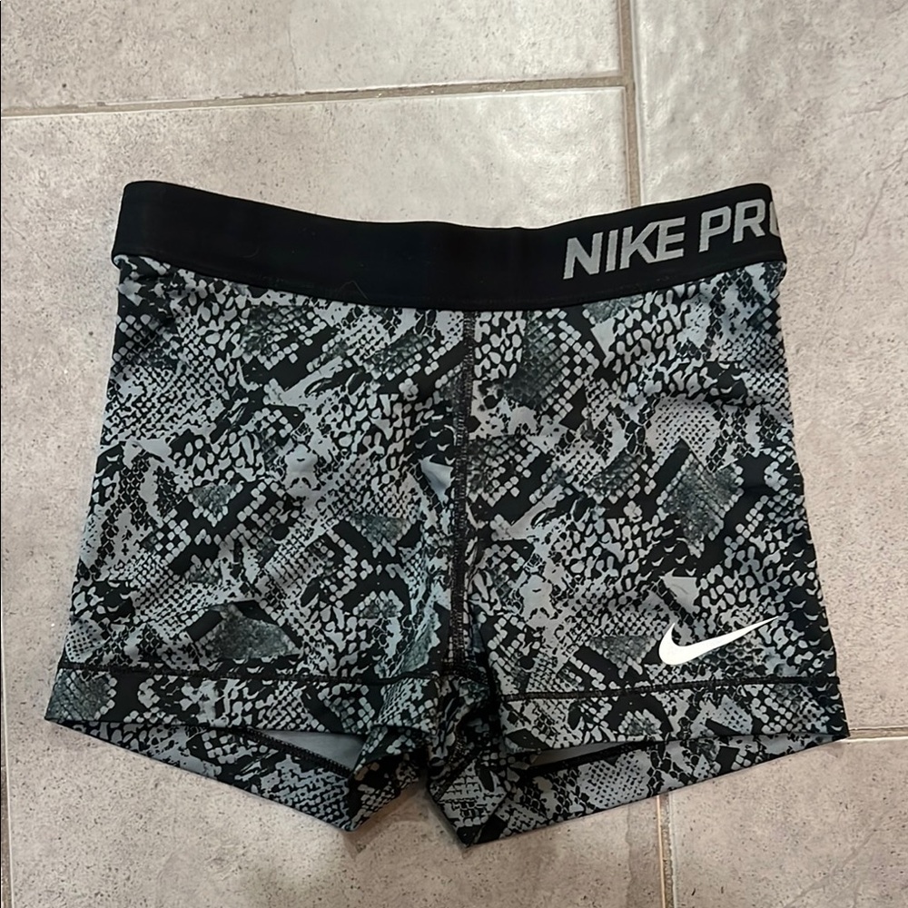 Nike Pro Black and Gray Snake Pattern Shorts